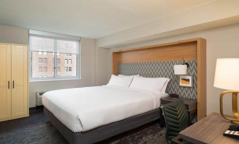 Comfortable delux king room with work station at Holiday Inn Wall Street.