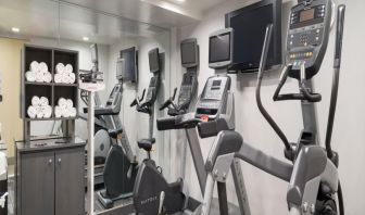 Well equipped fitness center with treadmills at Holiday Inn Wall Street.