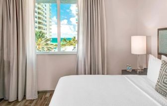 Delux king room with ocean view at Residence Inn Miami Beach Surfside.