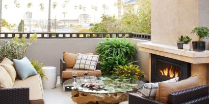 Terrace perfect for coworking  at The Ambrose Hotel Santa Monica.