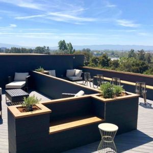 Rooftop outdoor furniture at Holiday Inn & Suites Silicon Valley - Milpitas.