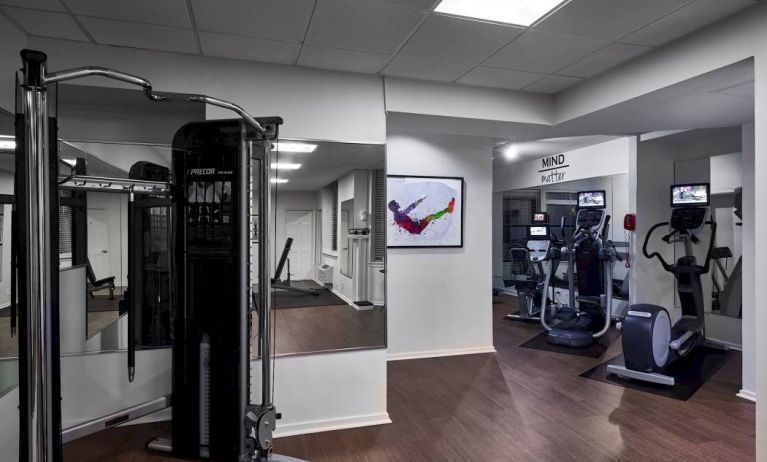 Claridge House’s fitness center has a variety of exercise equipment for guests to use.