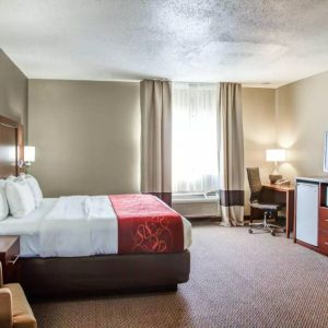 One of Comfort Suites Lombard – Addison’s guest rooms, including workspace desk and chair.