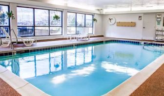 The hotel’s indoor pool has plenty of natural light and convenient loungers.