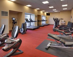 The fitness center offers a range of different exercise equipment.