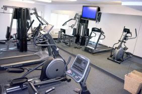 An assortment of exercise machines are accessible in the fitness center.