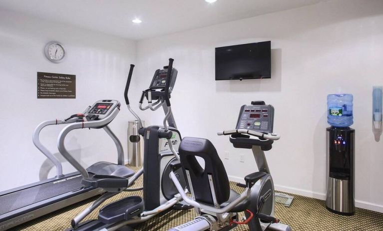 The Madison LES Hotel’s fitness center, with various exercise machinery/equipment.