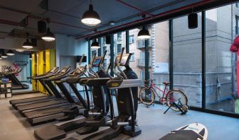 Assorted exercise machines can be used in the hotel’s fitness center.