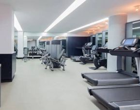 The hotel fitness center, featuring a variety of exercise equipment.