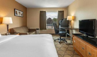 Guest room in Comfort Inn Belleville, with double bed, TV, and window.