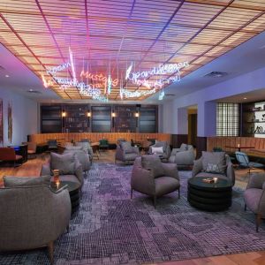 The Rhapsody Room is a lounge for social and corporate events, with comfy seating and coffee tables aplenty.