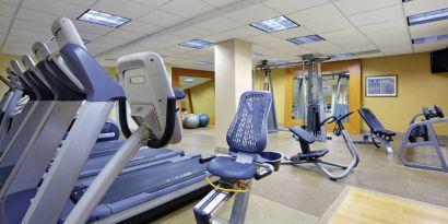 Fitness center available at Hilton Newark Airport.