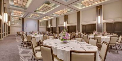 Banquet hall at Hilton Newark Airport.