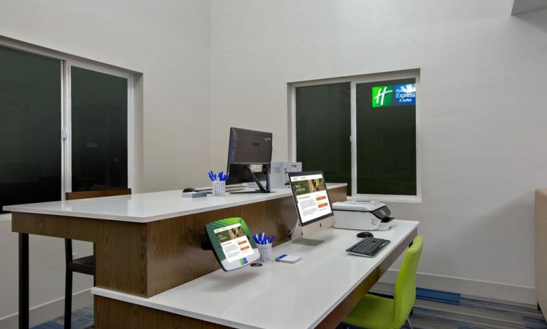 Equipped business center with PC, internet, work space, and printer at Holiday Inn Express & Suites Ontario.