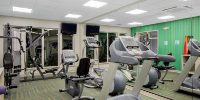 Well equipped fitness center at Holiday Inn Express & Suites Ontario.