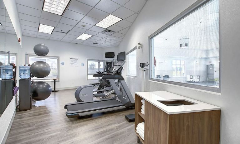 Well equipped fitness center at Holiday Inn Express & Suites Airport-Calgary.