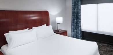 Comfortable king bedroom with natural light at Hilton Garden Inn Dallas/Allen.