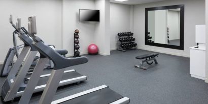 Equipped fitness center at Hilton Garden Inn Dallas/Allen.