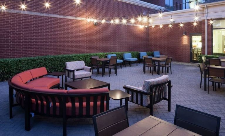 Comfortable outdoor coworking space at Hilton Garden Inn Dallas/Allen.