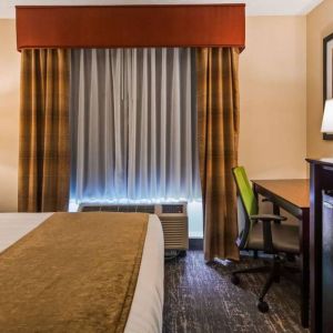 Guest room in the Best Western Braintree, complete with desk and chair for working.