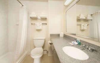 Private guest bathroom with shower at Best Western Seattle Airport Hotel.