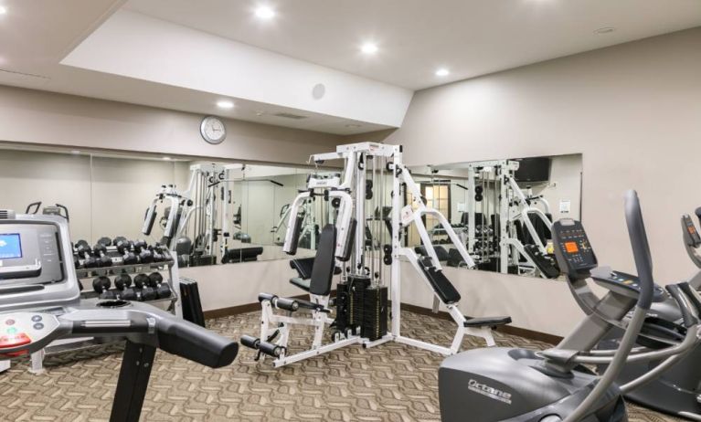 Rodd Royalty’s fitness center is equipped with weights and a variety of exercise machines.