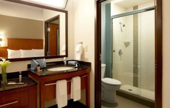 Private guest bathroom with shower at Hyatt Place Houston – North.