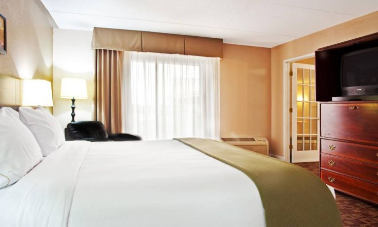 Holiday Inn Express Rolling Meadows-Schaumburg guest room, including large bed and nearby window.