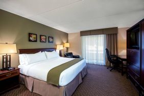 Guest room in Holiday Inn Express Rolling Meadows-Schaumburg, with double bed and workspace desk and chair.