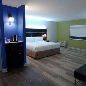 Holiday Inn Express Rolling Meadows-Schaumburg guest room, with double bed, window, and ensuite bathroom.