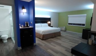 Holiday Inn Express Rolling Meadows-Schaumburg guest room, with double bed, window, and ensuite bathroom.