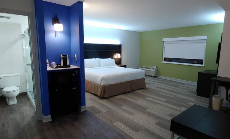 Holiday Inn Express Rolling Meadows-Schaumburg guest room, with double bed, window, and ensuite bathroom.