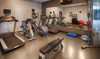 The on-site fitness center has a variety of exercise equipment for guests to use.