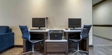 Well-equipped business center with PC, internet, and printer at Comfort Suites Alexandria, LA.