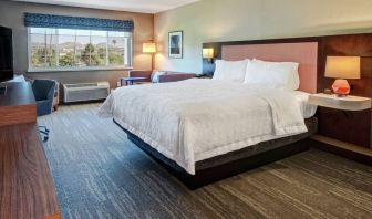 Spacious king bed with TV and natural light at Hampton Inn Vallejo.