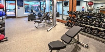 Well equipped fitness center at Hampton Inn Vallejo.