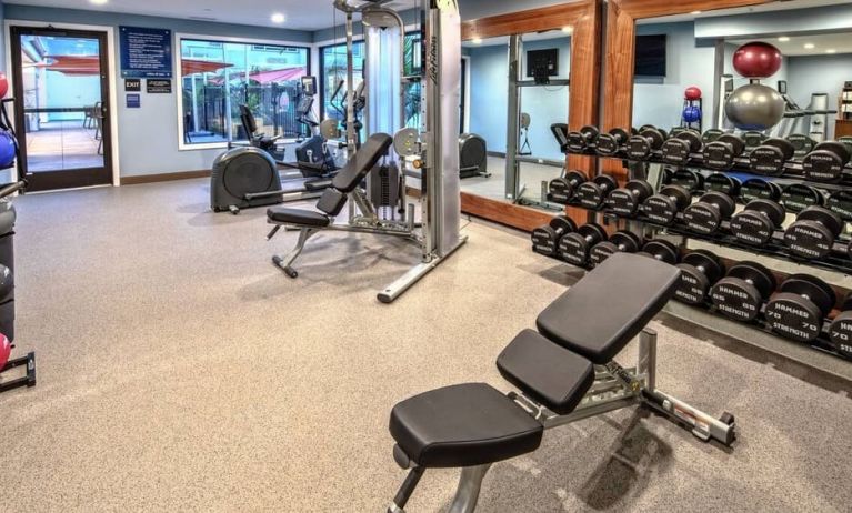 Well equipped fitness center at Hampton Inn Vallejo.