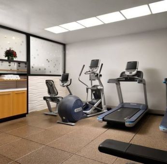 Fitness center at Hilton New York Fashion District.