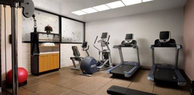 Fitness center at Hilton New York Fashion District.