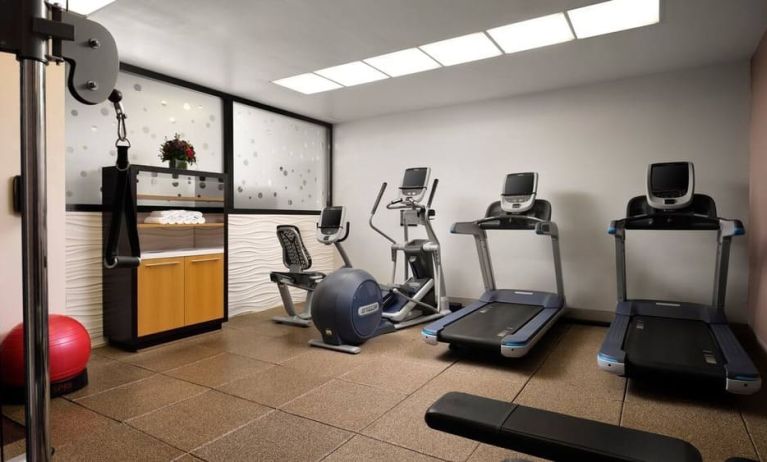 Fitness center at Hilton New York Fashion District.