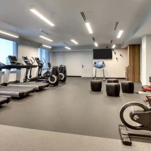 Well equipped fitness center at The Rose Hotel Chicago O’Hare, Tapestry Collection By Hilton.