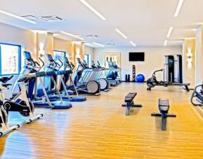 Well equipped fitness center at DoubleTree By Hilton Washington DC North/Gaithersburg.
