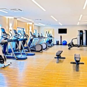 Well equipped fitness center at DoubleTree By Hilton Washington DC North/Gaithersburg.