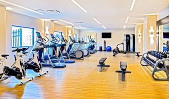 Well equipped fitness center at DoubleTree By Hilton Washington DC North/Gaithersburg.