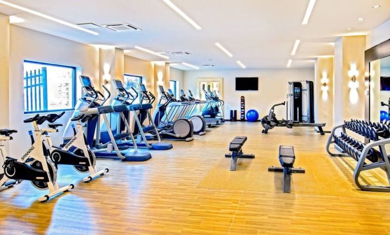 Well equipped fitness center at DoubleTree By Hilton Washington DC North/Gaithersburg.