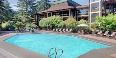 Refreshing outdoor pool at DoubleTree By Hilton Seattle Airport.