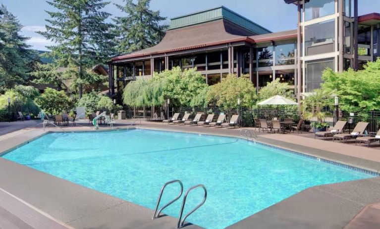 Refreshing outdoor pool at DoubleTree By Hilton Seattle Airport.