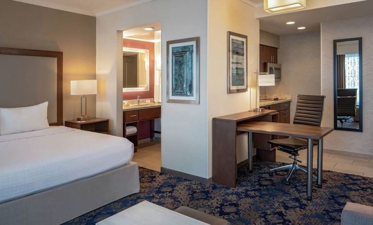 Delux king with private bathroom and desk at Homewood Suites By Hilton New Orleans French Quarter.