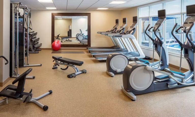 Well equipped fitness center at Homewood Suites By Hilton New Orleans French Quarter.