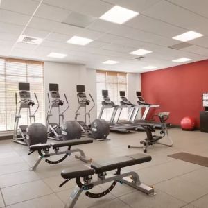 Equipped fitness center at Hilton Garden Inn Boston Logan Airport.